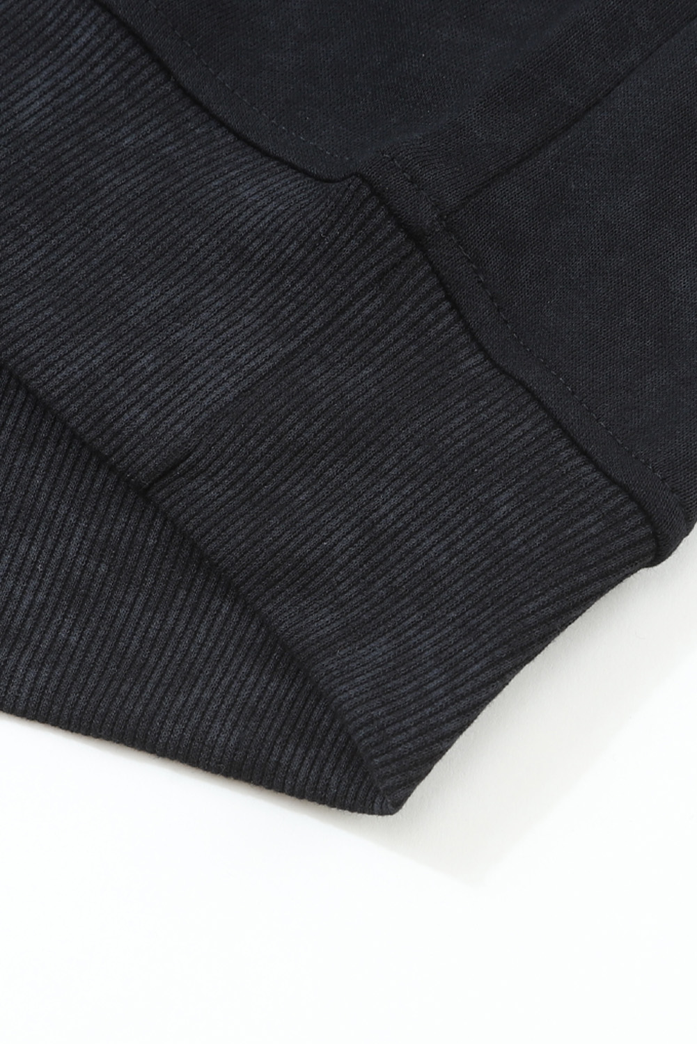 $ 8.98 - Wholesale Black Drop Shoulder Crew Neck Pullover Sweatshirt