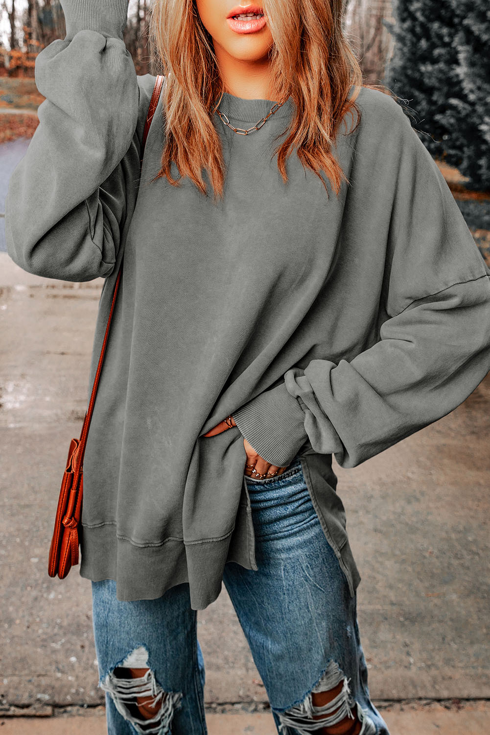 Jenae Oversized Drop Shoulder Sweater Grey