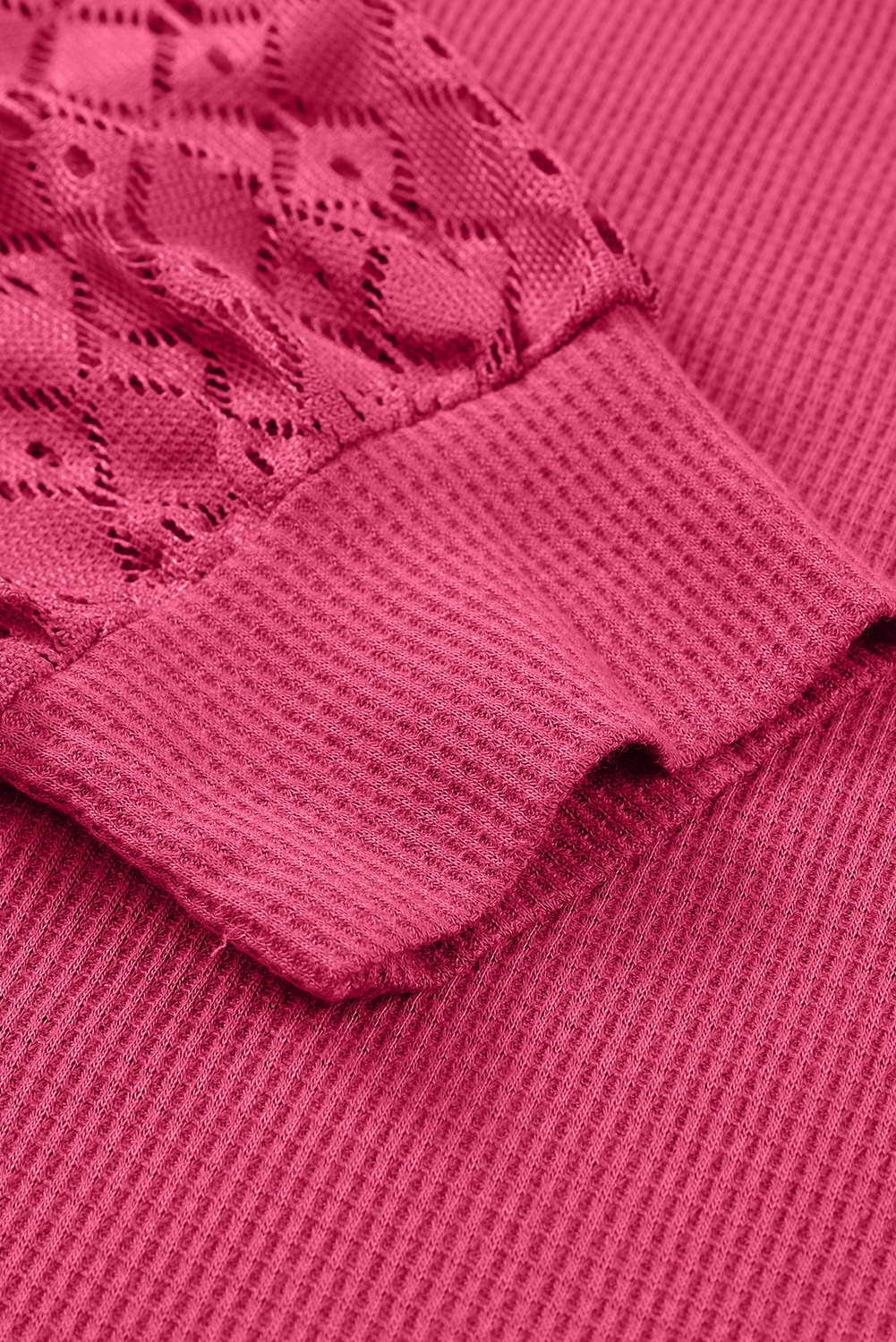 Eyelet Knit Patchwork Raglan Sleeve Pullover Top
