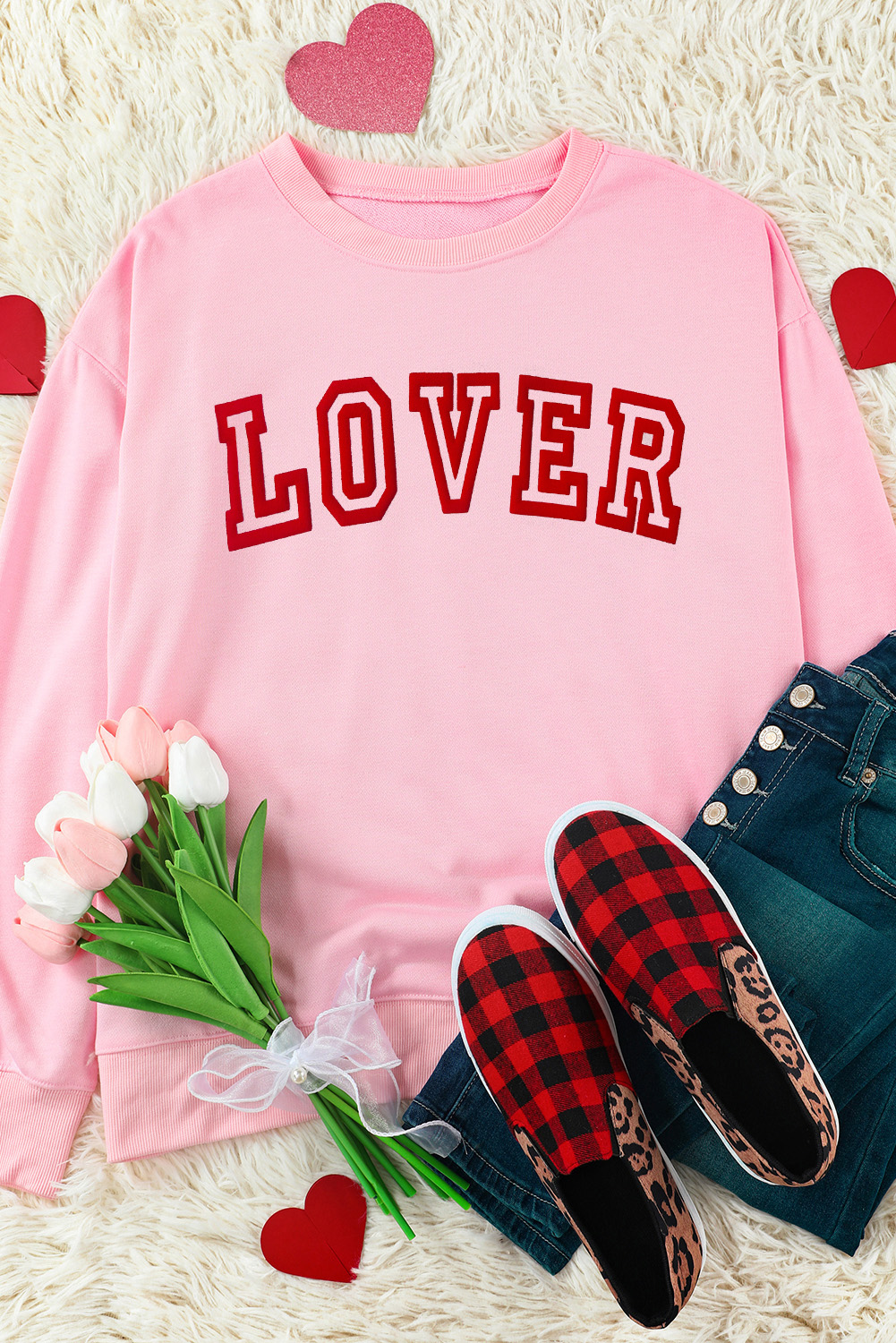 Valentine LOVER Drop Shoulder Pullover Sweatshirt