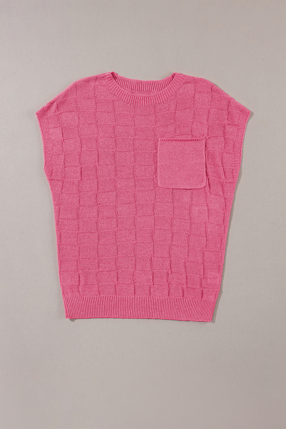Knitted Short Sleeve Striped Sweater - Light Pink/Pink
