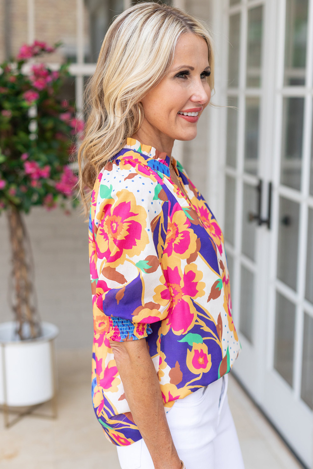 Red Floral Stretchable Blouse