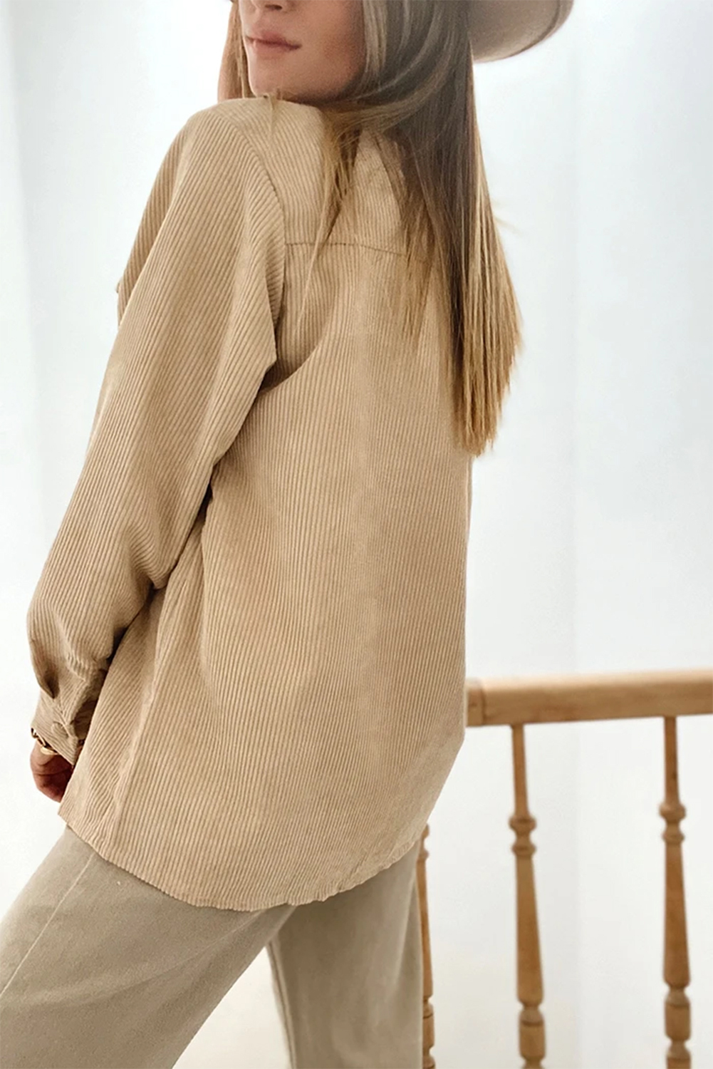 Sophia Corduroy Flap Patchwork Shacket