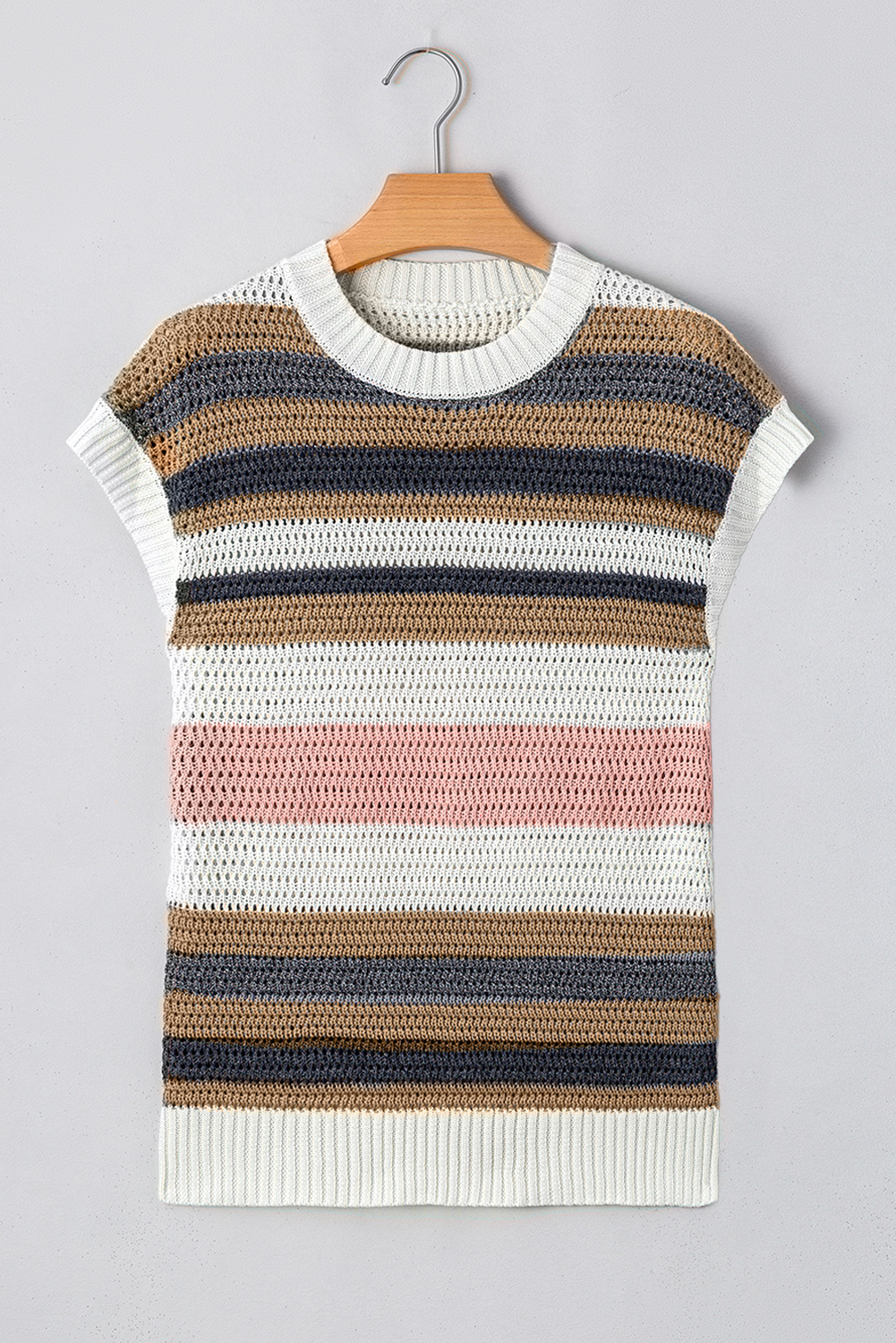 Pink Color Block Long Sleeve Tunic Sweater