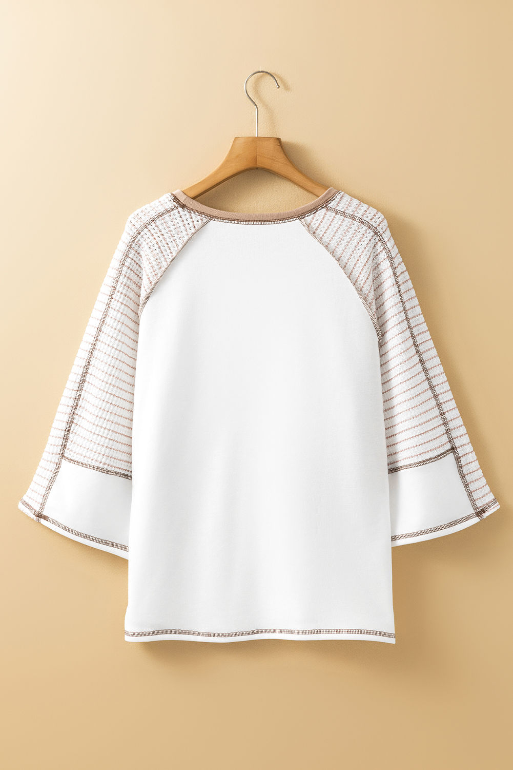 Placket Raglan Sleeve Stripe Top