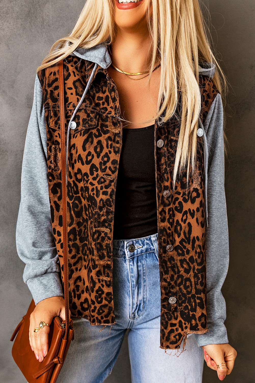 LEOPARD OVERSIZED DENIM JACKET