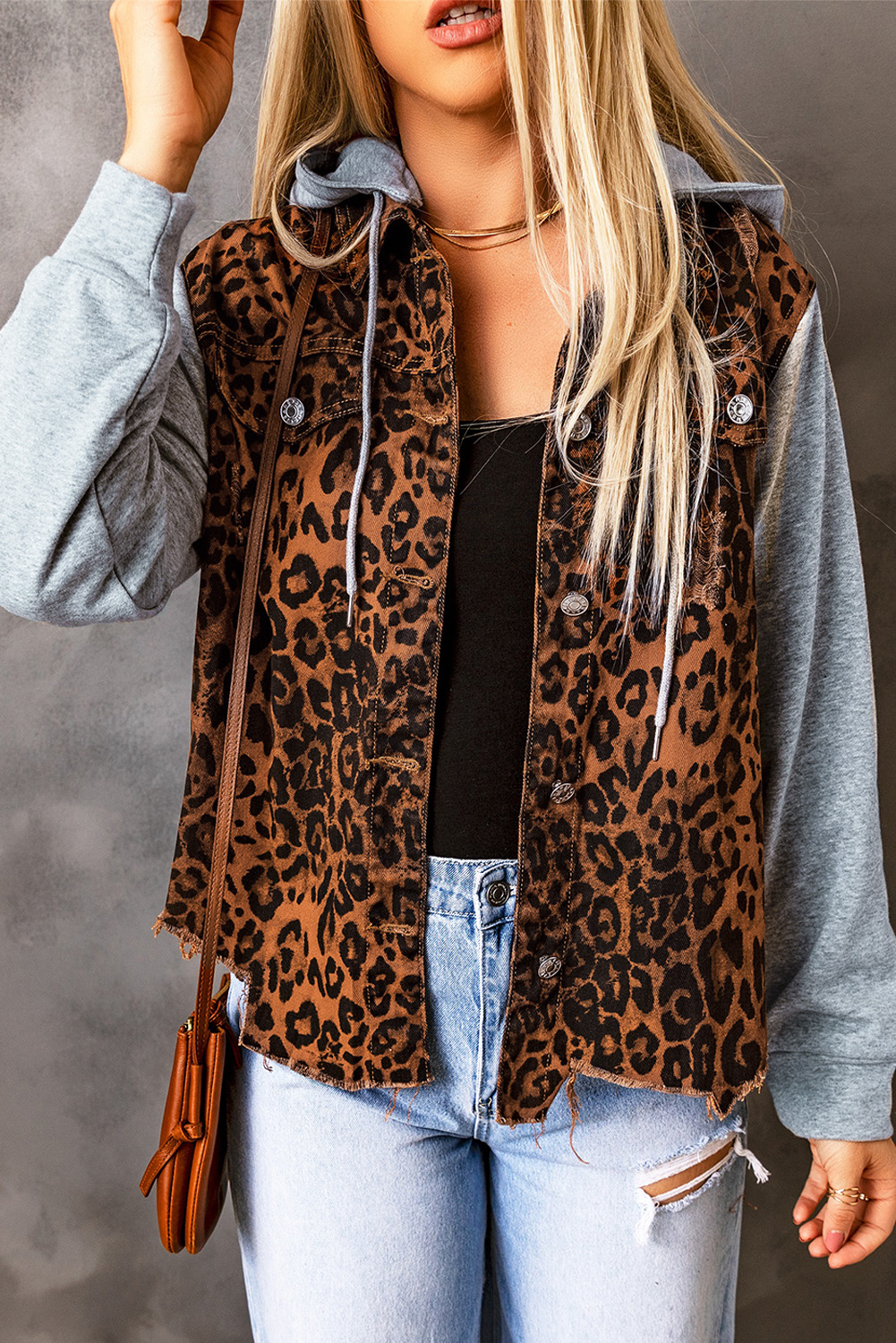 Leopard Zip-Up Hooded Jacket