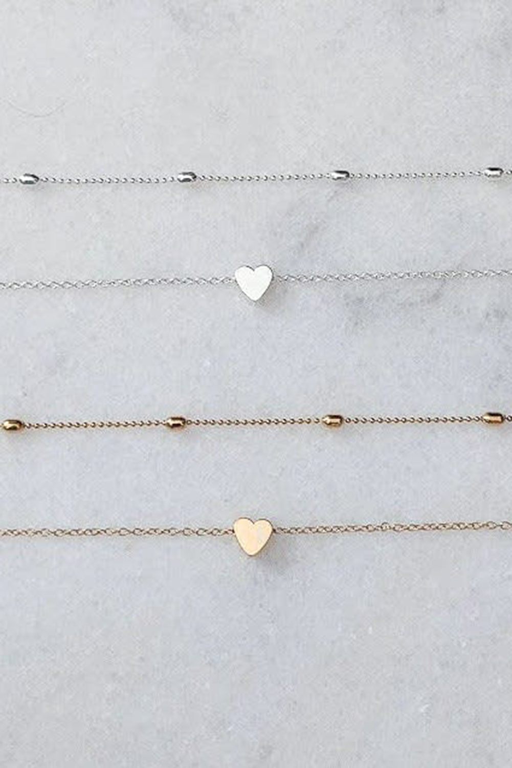 $1.31 Silver Valentine Heart Shaped Layered Chain Necklace Wholesale