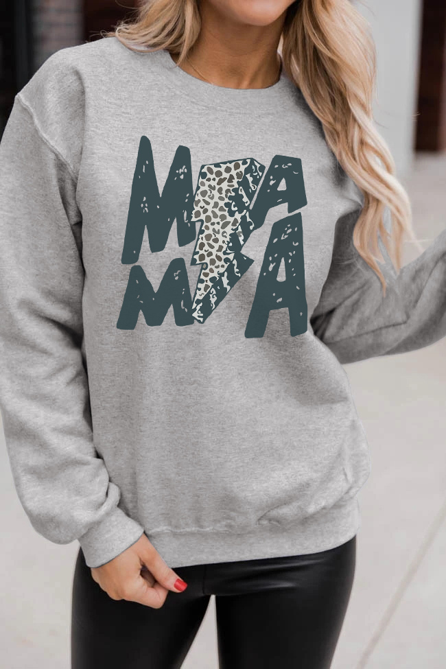 Women's 'Blessed Mama' Sweatshirt - Cute Leopard Print Long Sleeve Casual Shirt - View #8