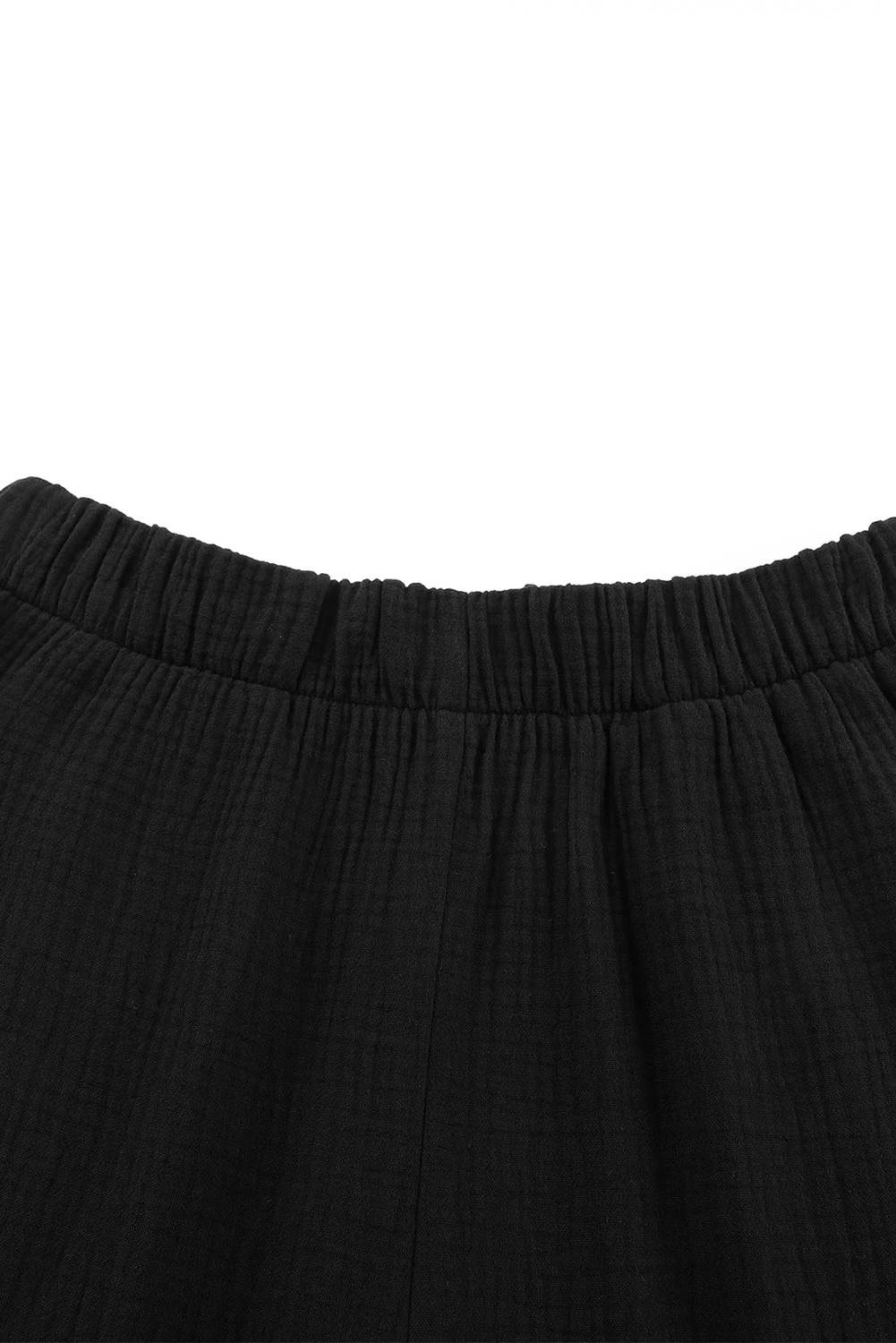 8.3 Black Textured High Waist Ruffled Bell Bottom Pants Wholesale