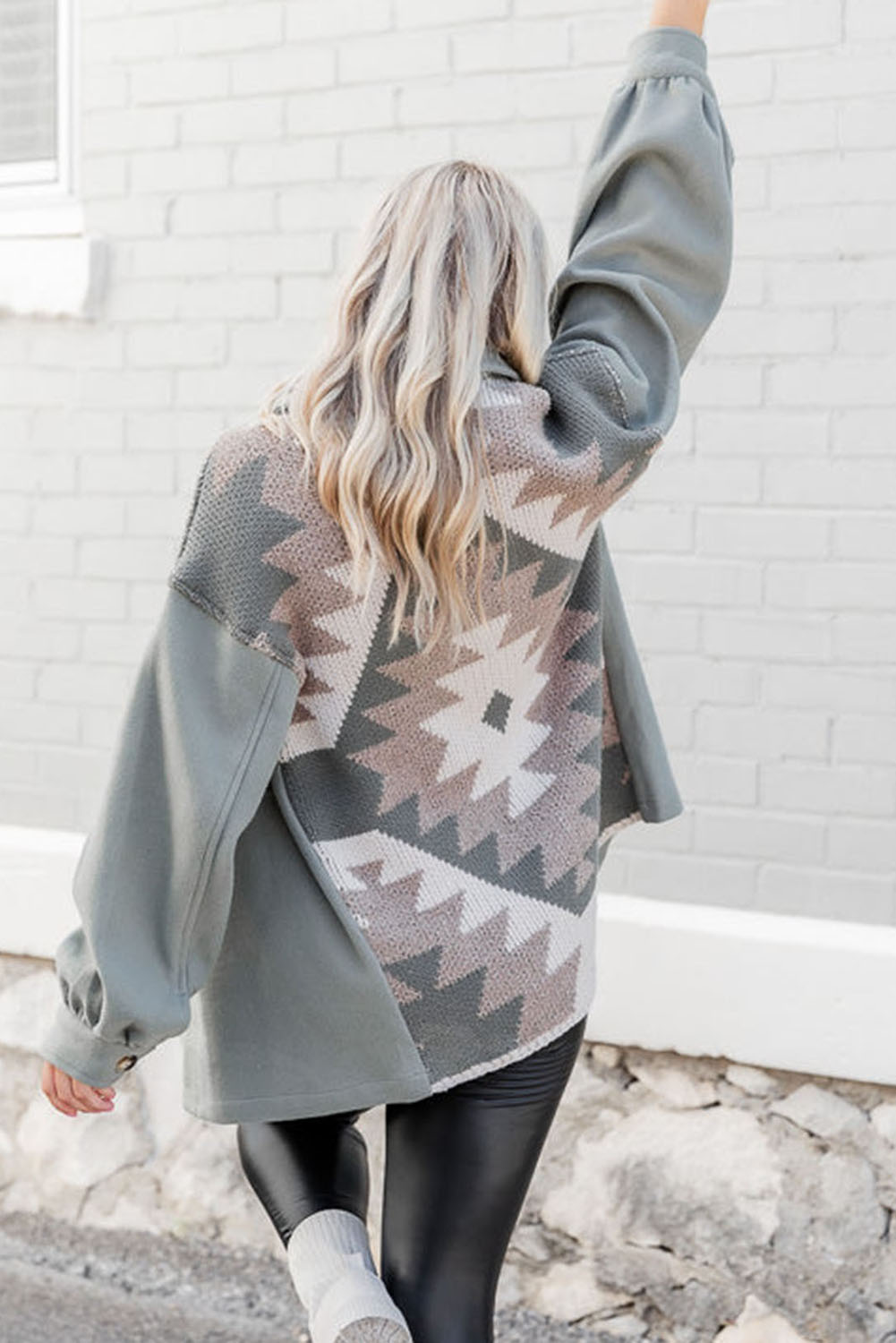 13.98 Philippine Gray Aztec Patterned Shacket Wholesale