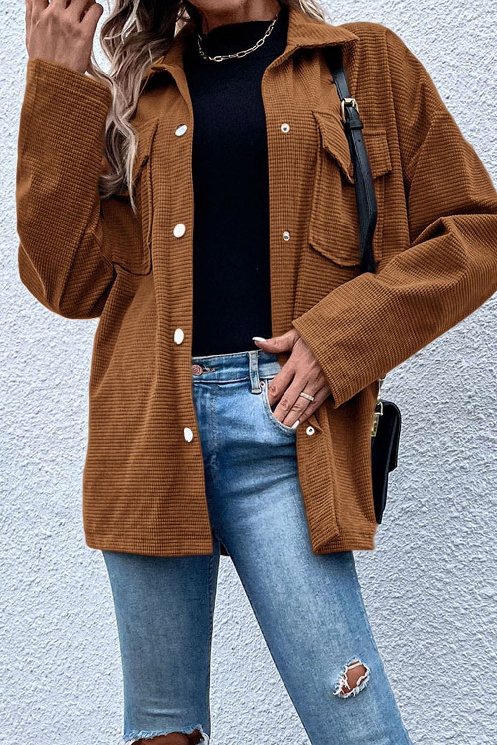 Mineral Wash Chest Pocket Drop Shoulder Shacket