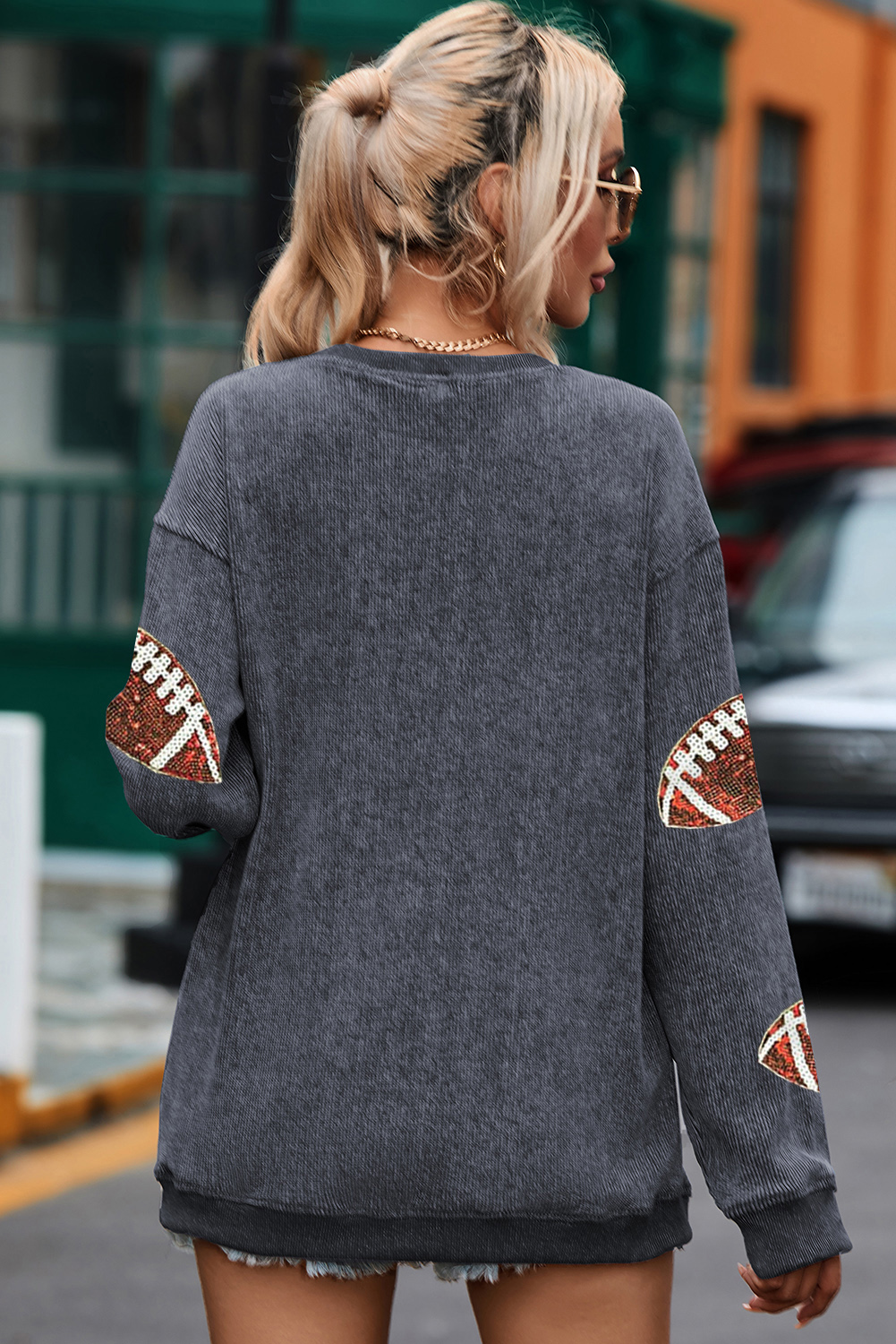 Gray KENTUCKY Raw Seam Detail Leafy Camouflage Baggy Sweatshirt main image 1