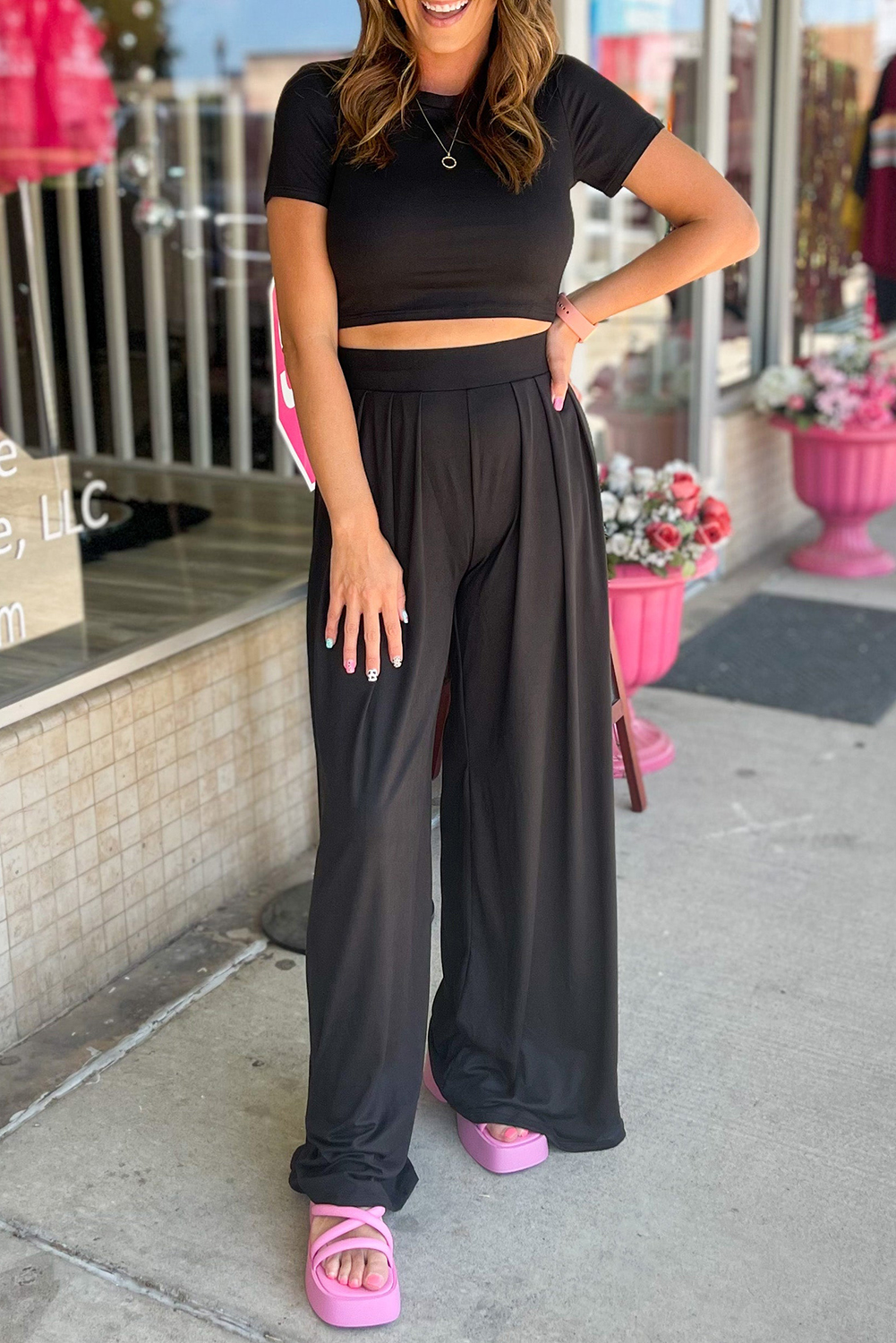 Crop Top And Wide Pants Set main image 0