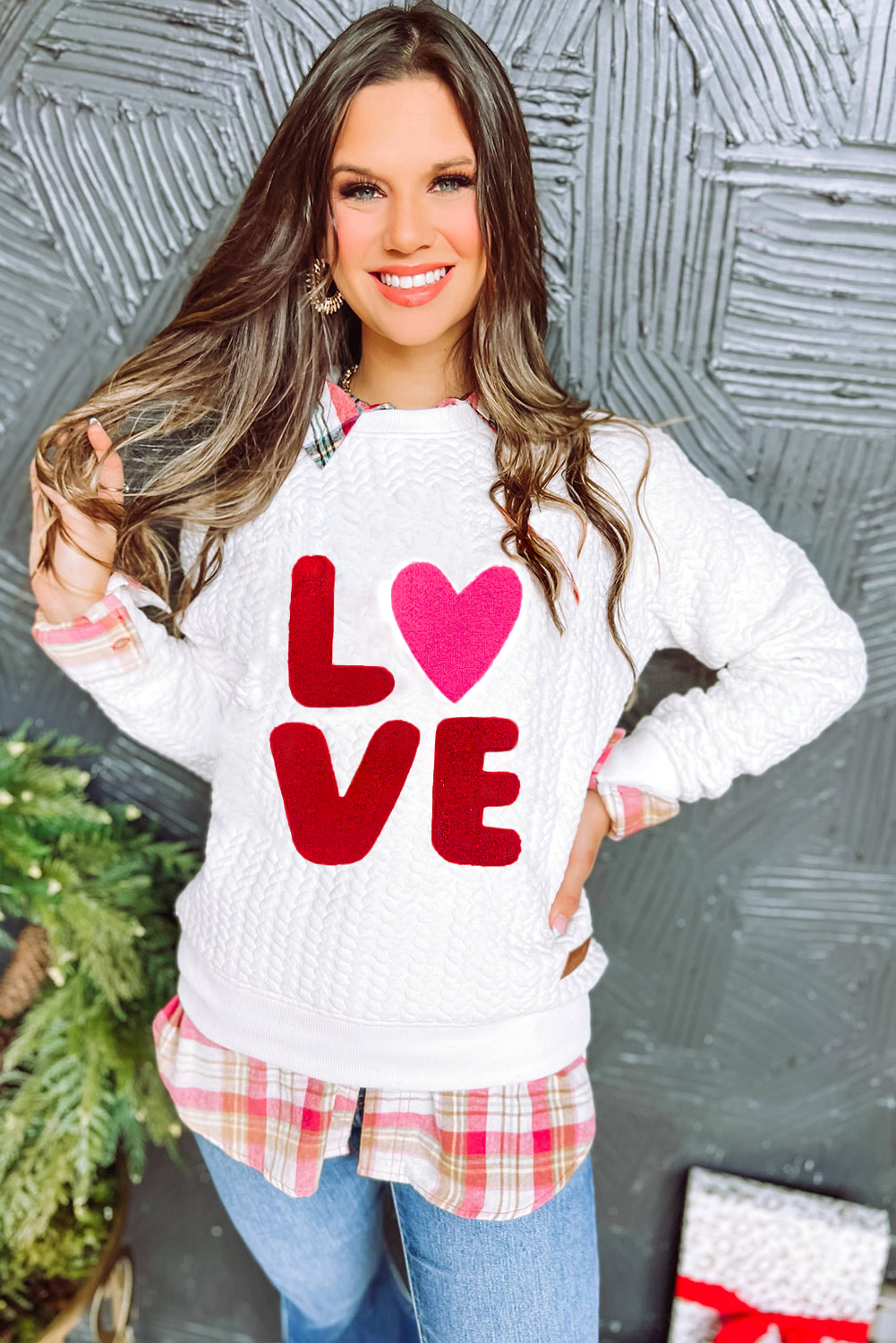 Valentine LOVE Chenille Embroidered Sweatshirt