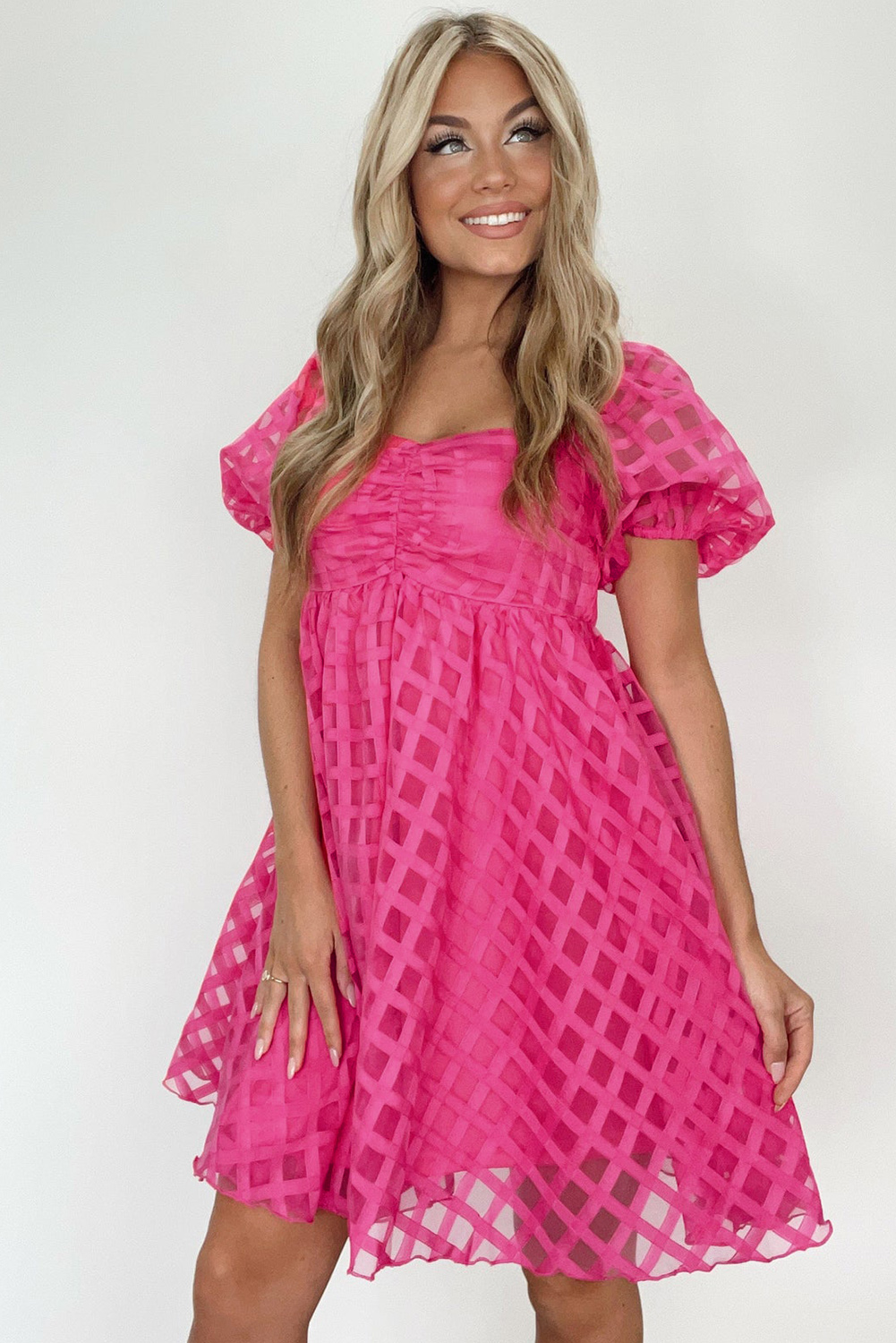 Strawberry Pink Babydoll Dress For Women