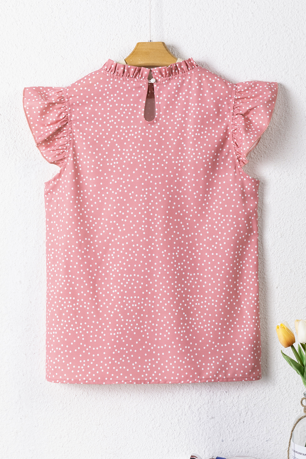 Black Floral Print Ruffle Flutter Sleeve Tied V Neck Blouse