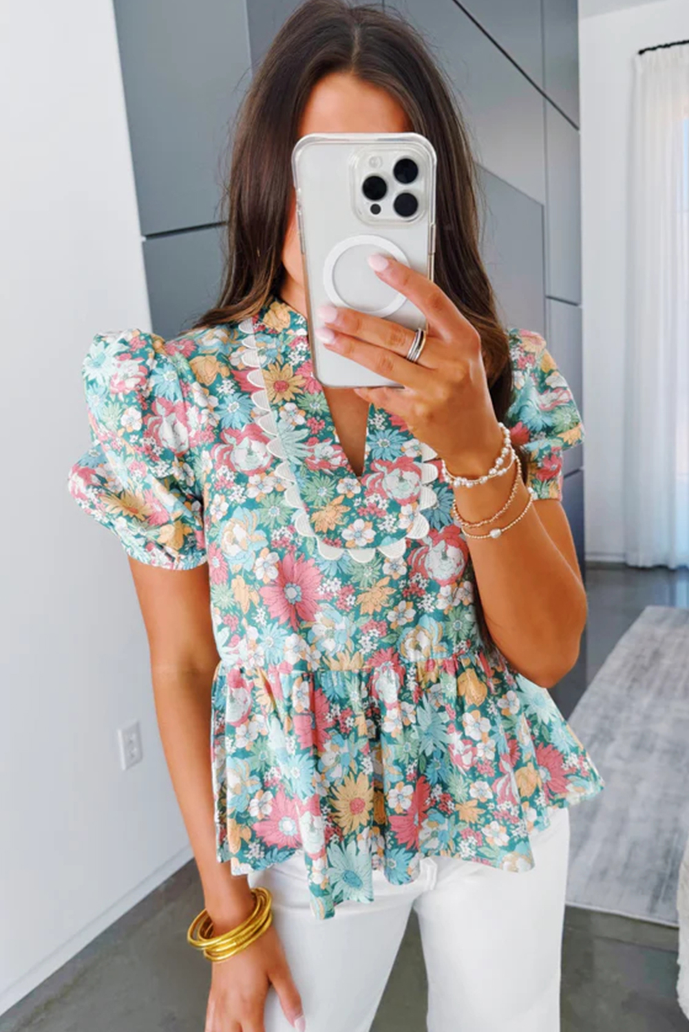 Carter Notched Puff Sleeve Blouse main image 0