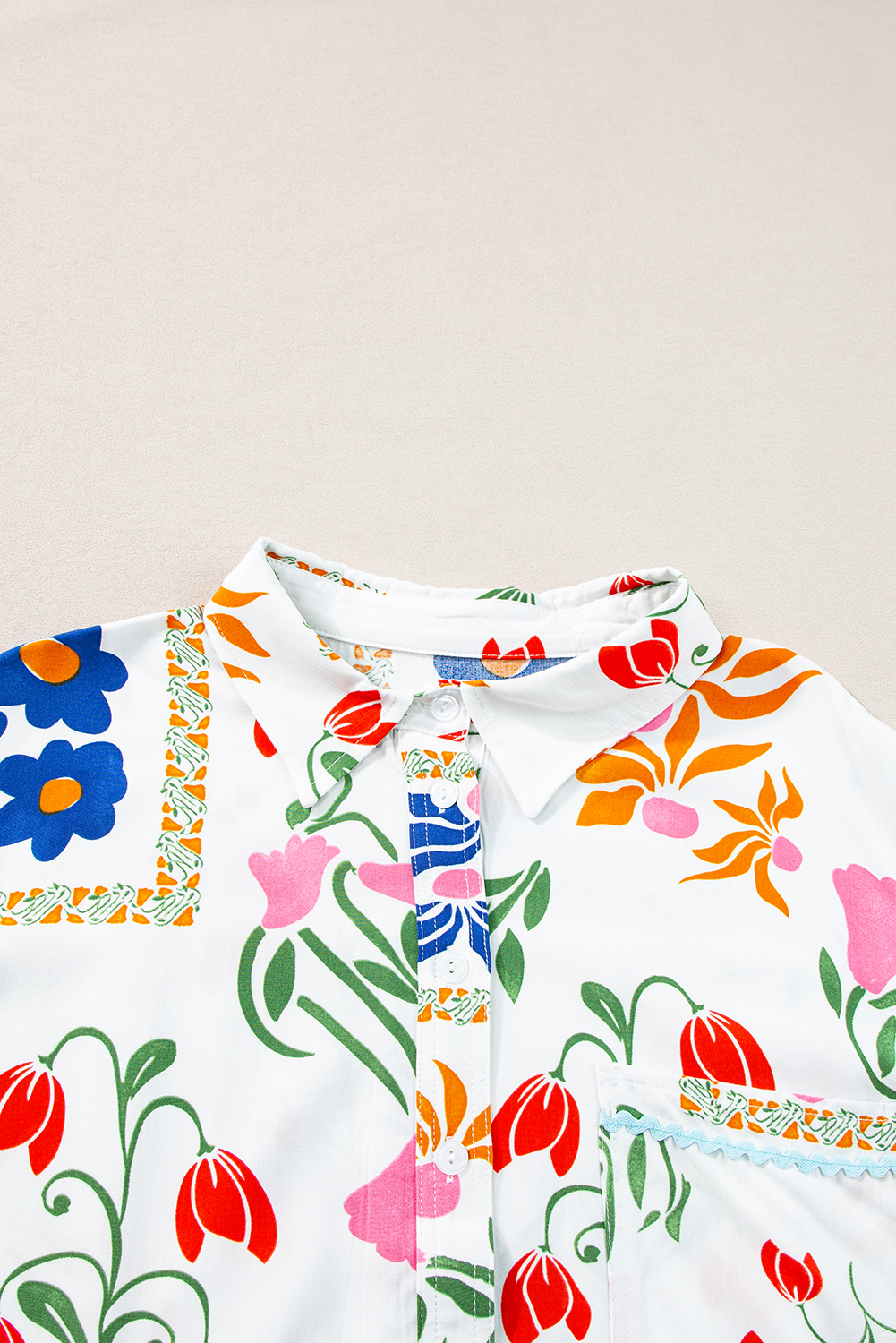 Floral Rolled Sleeve Shirt And Shorts Set main image 1