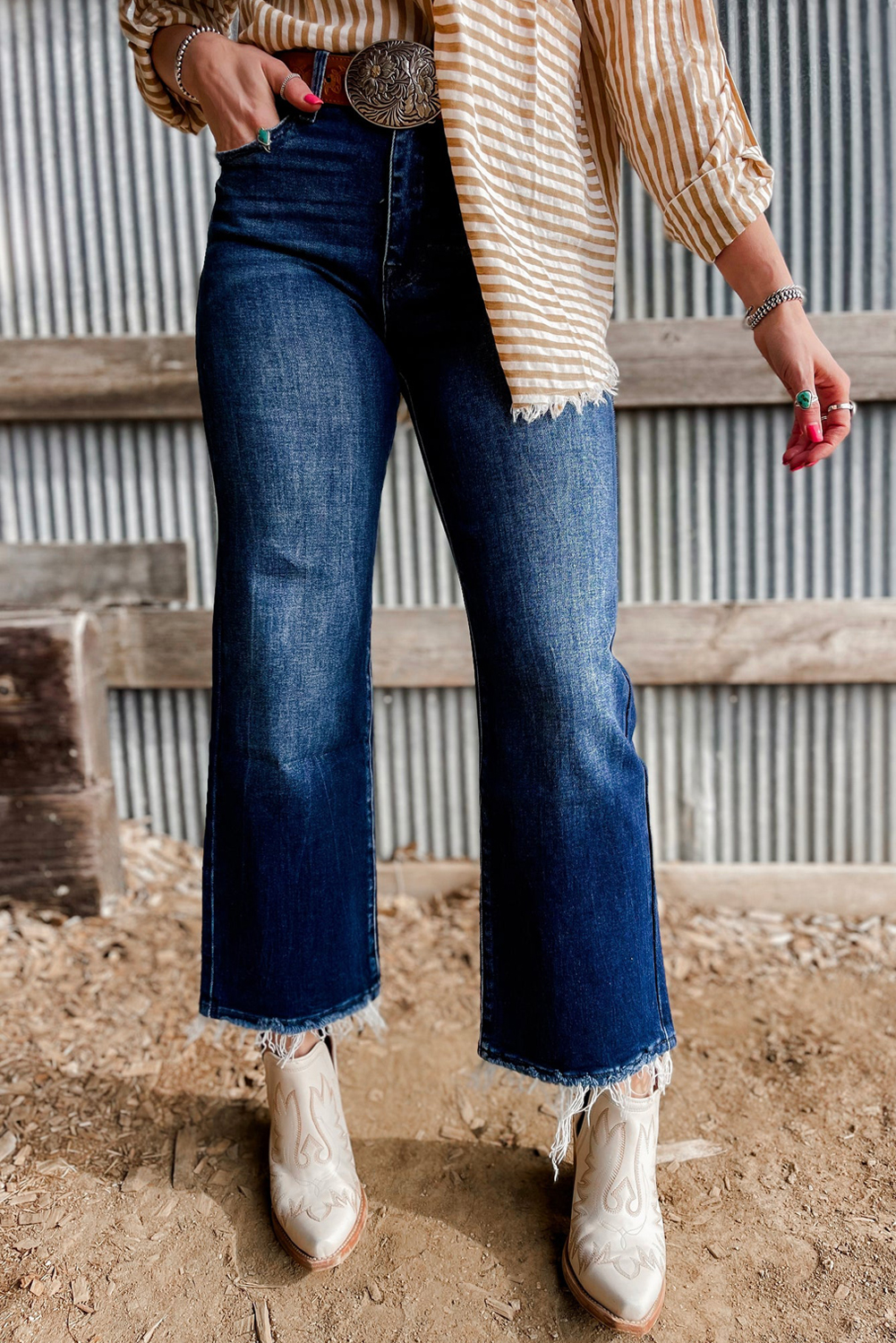 Pre-Order Dusk Blue Mineral Wash Button Fly Waist Wide Leg Jeans