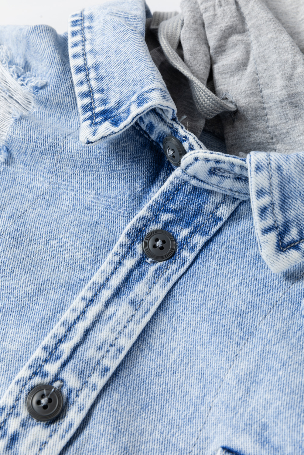 Contrast Zip-Up Hooded Denim Jacket