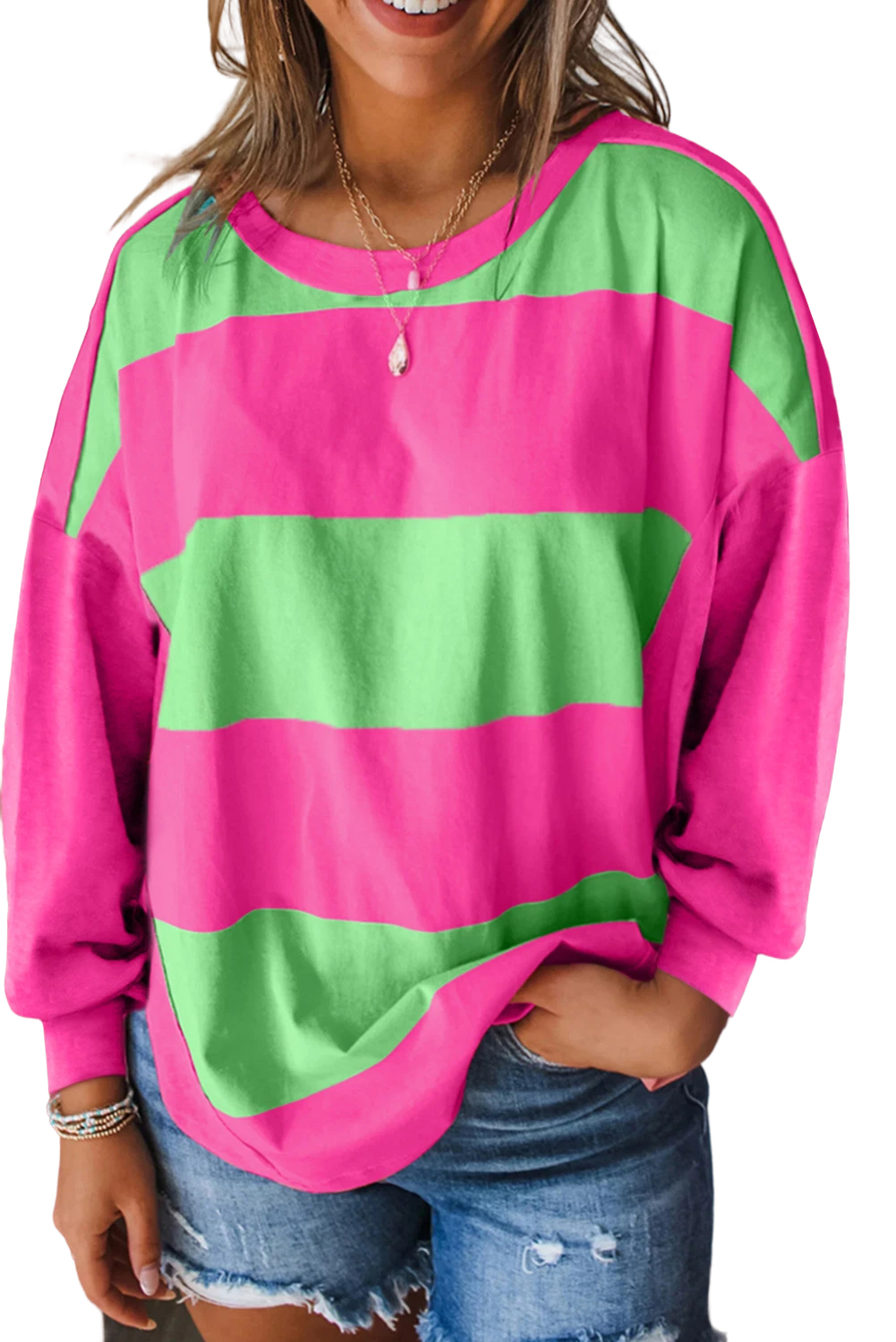 Green Stripe Slvless Top