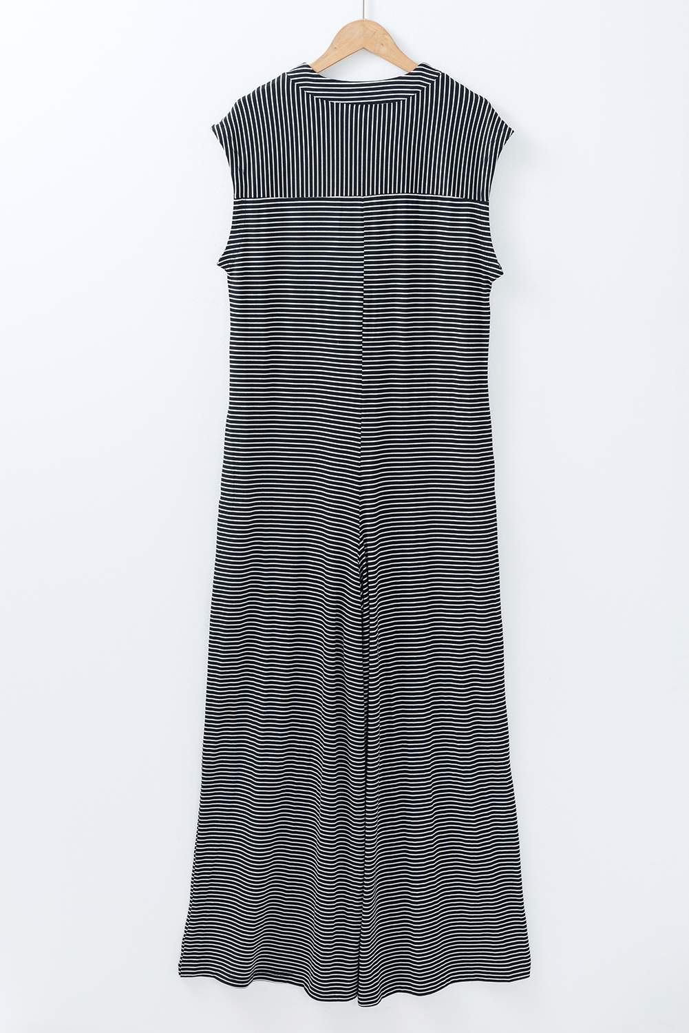 Textured Buttoned Wide Leg Sleeveless Jumpsuit