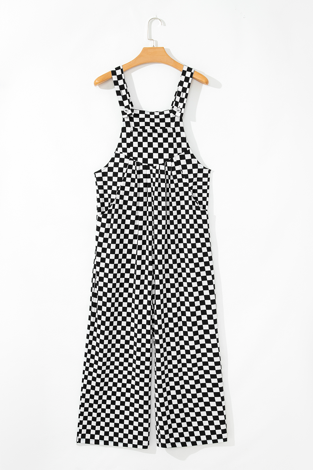 Deep Impression Solid Color Ribbon Neck Pocketed Wide Leg Jumpsuit