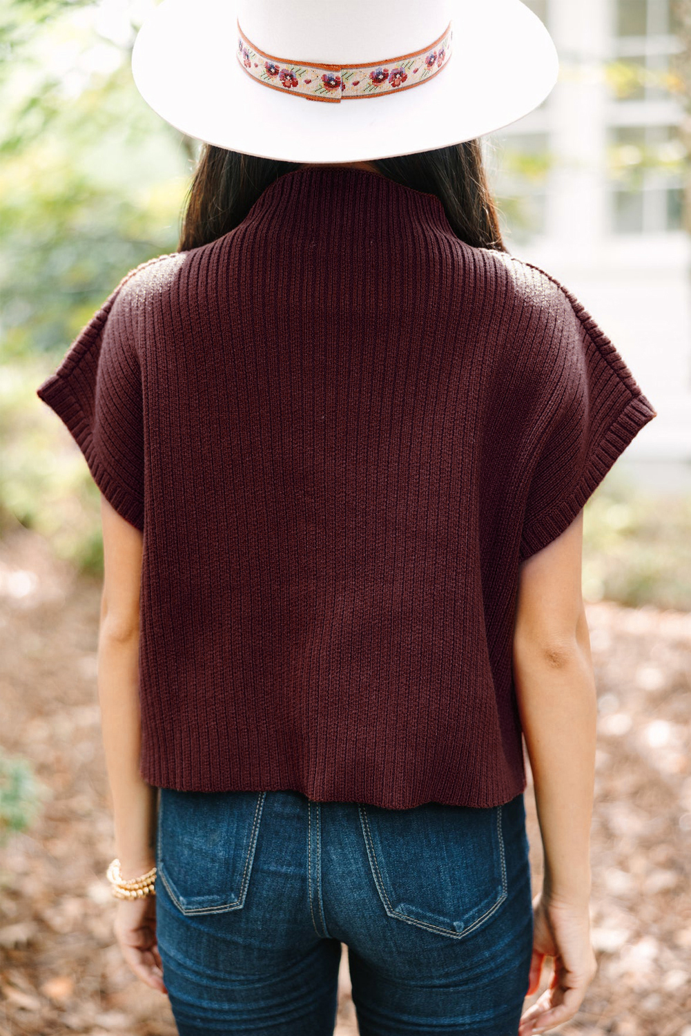 Green Patch Pocket Ribbed Knit Short Sleeve Sweater main image 1