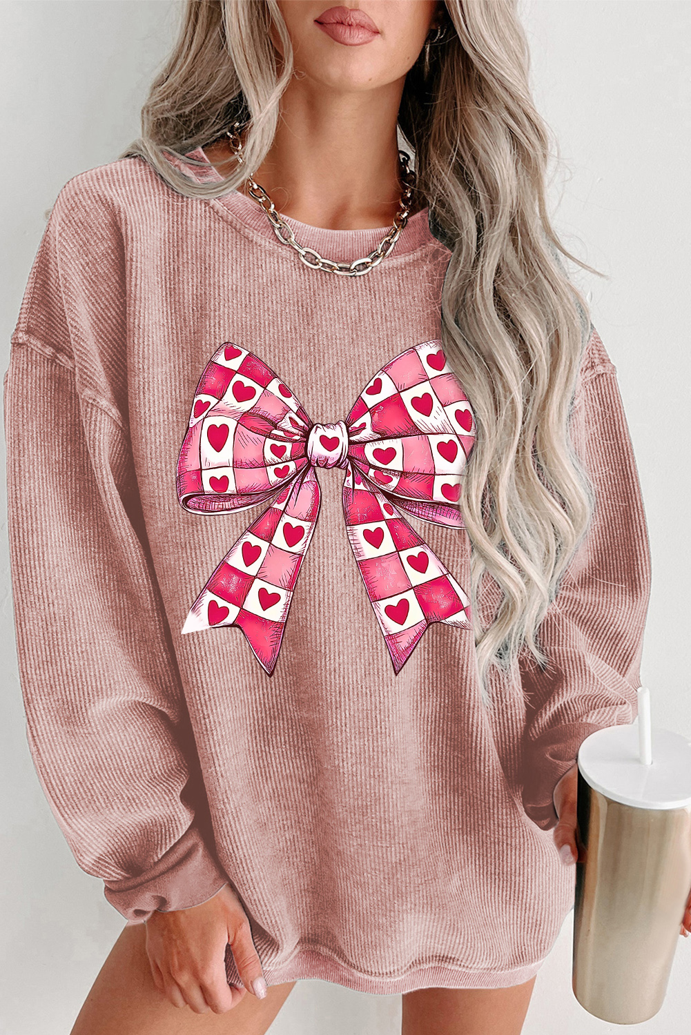 Me + You Heart Locket with Pink Bow Sweatshirt