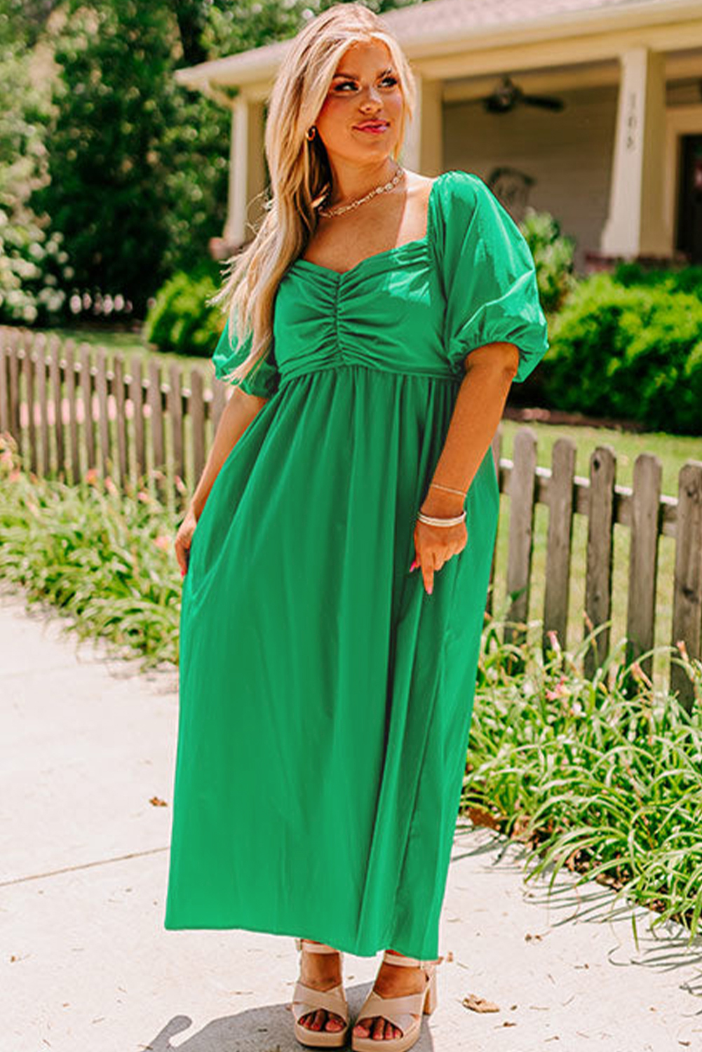 Off Shoulder Puff Sleeve Plus Size Satin Evening Dress for Women's Solid Elegant Cocktail Wedding Guest Maxi Dresses main image 0