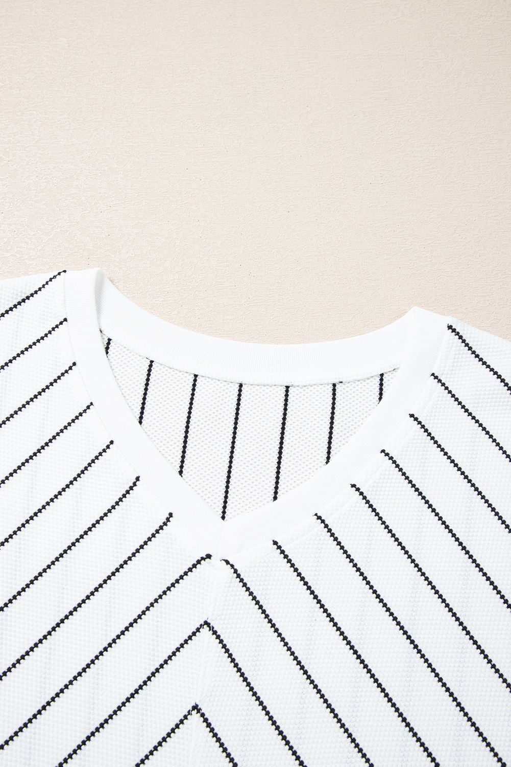 Short Sleeve Striped Top with V-Neckline main image 1