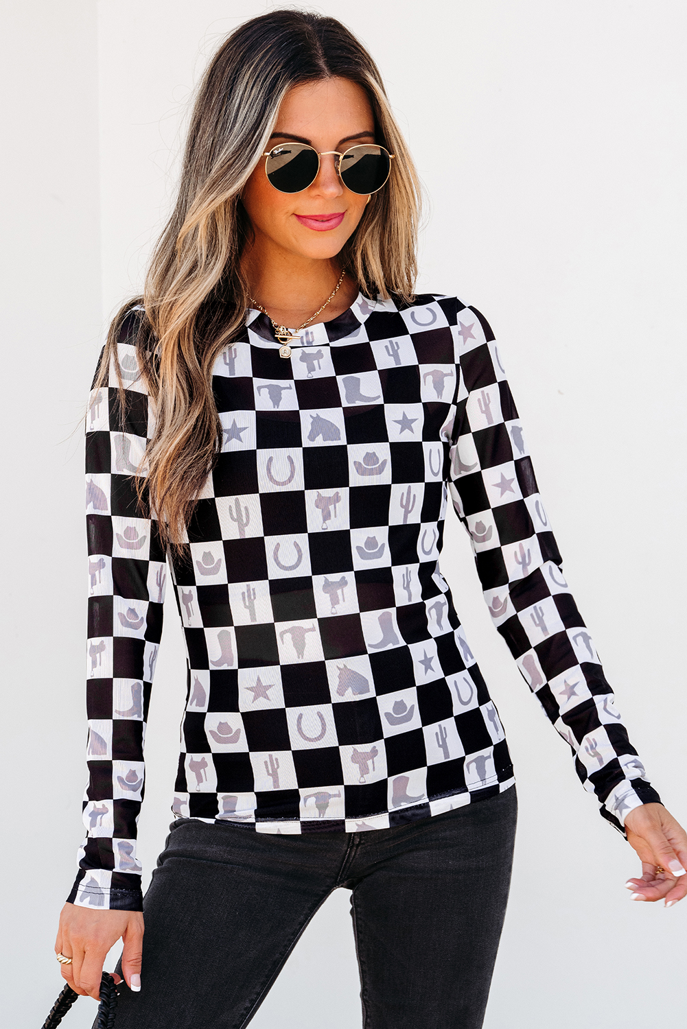 Marietta Western Mesh Graphic Top main image 1