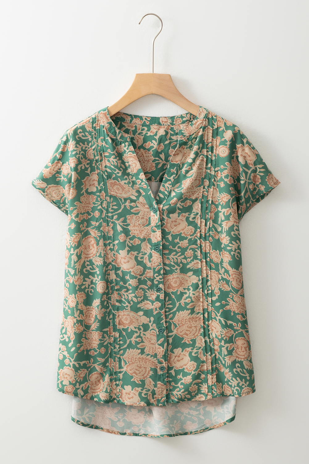 Green Bay Twist Knot V Neck Short Sleeve Blouse main image 0