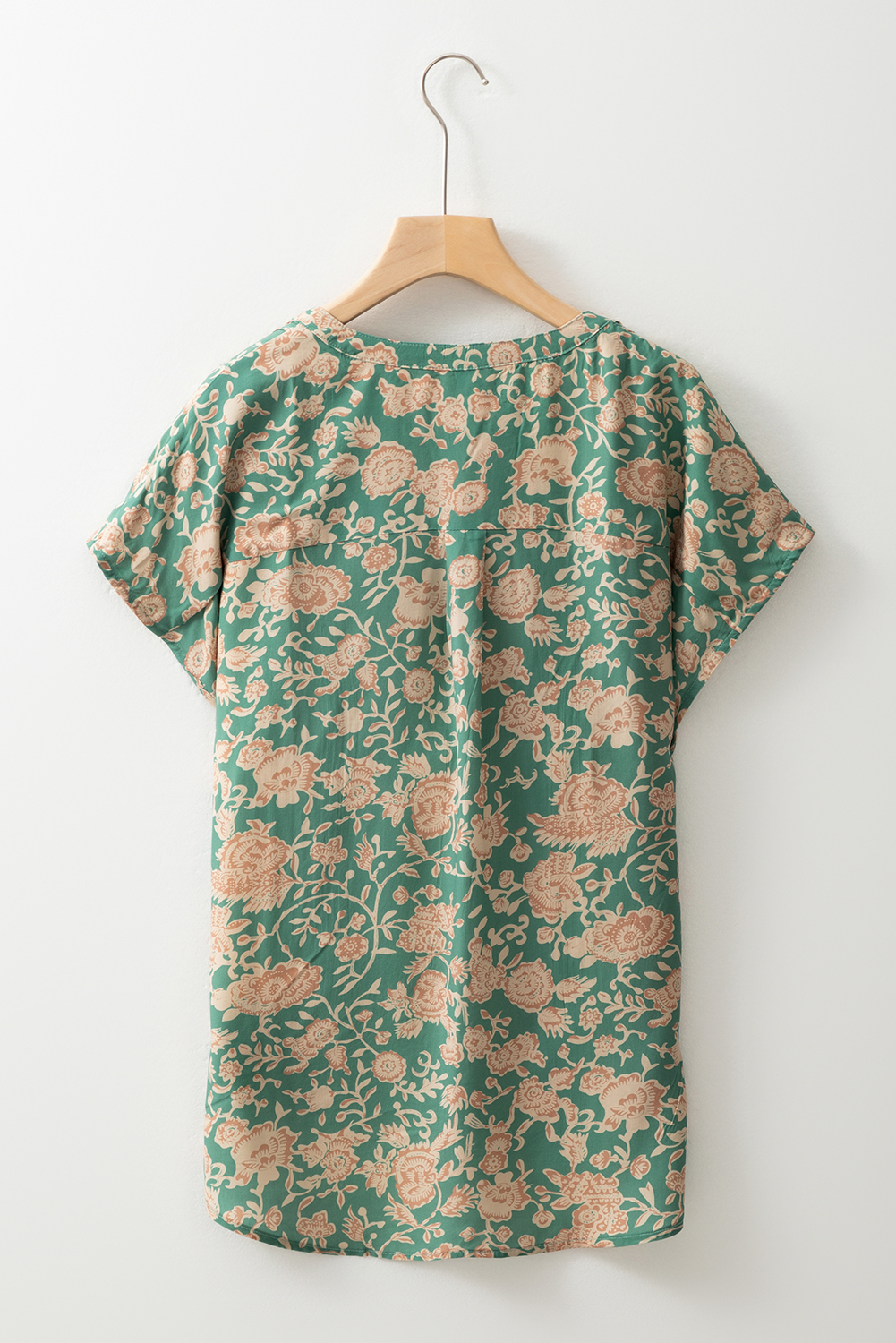 Closed V-Neck Blouse- Clover Green main image 0
