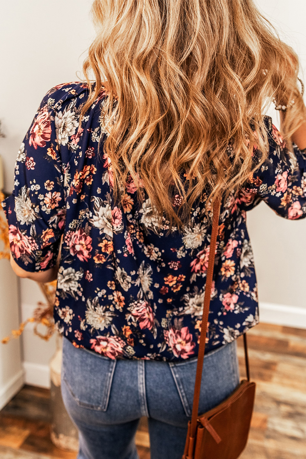Short Sleeve Floral Regular Blouse esl5221