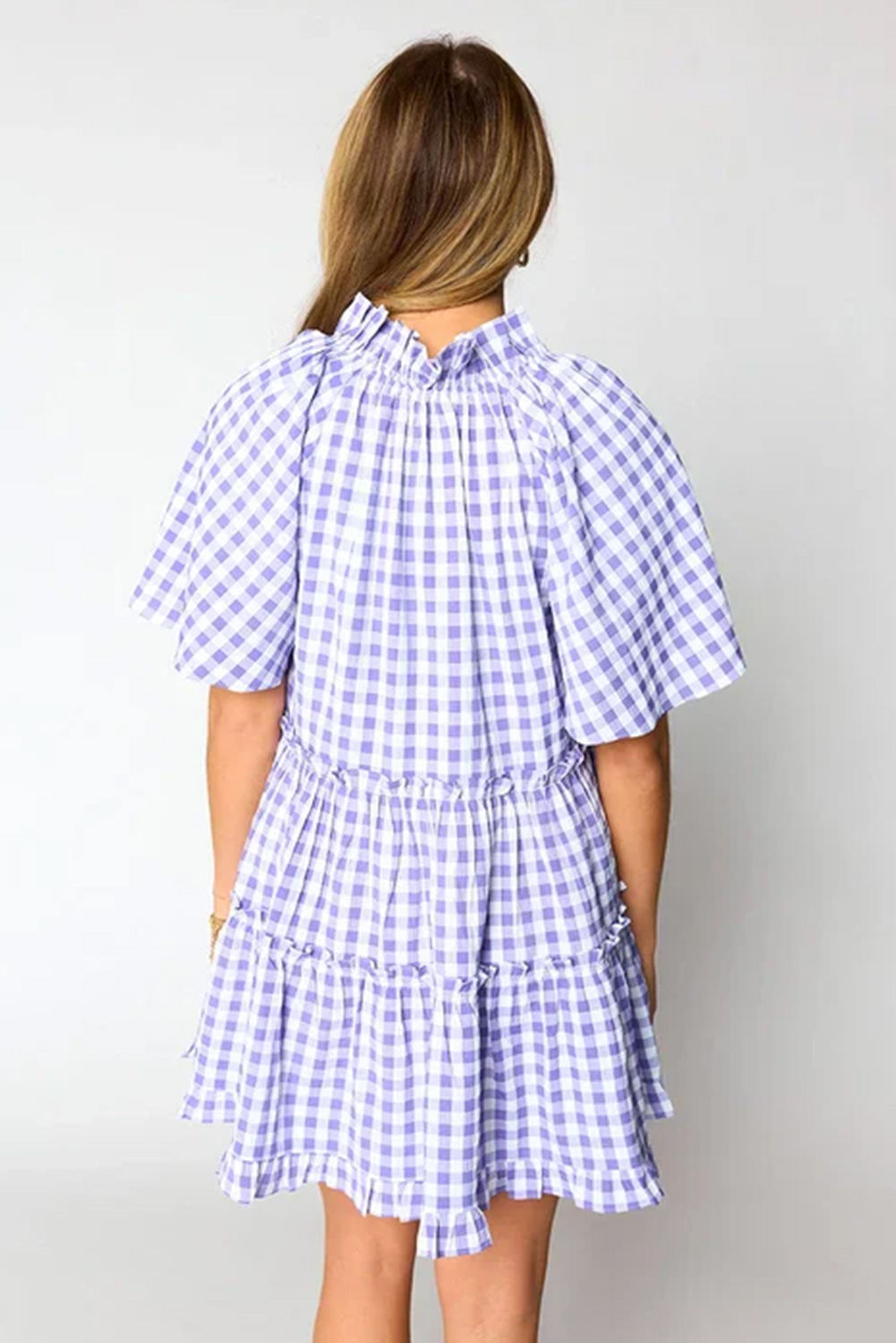 Plaid Short Sleeve Babydoll Dress main image 0