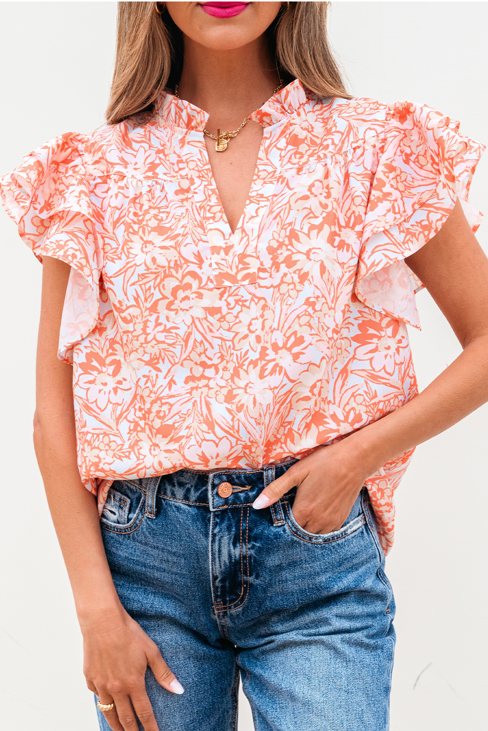 Florira Round Neck Ruffled Half Sleeve T-Shirt main image 1