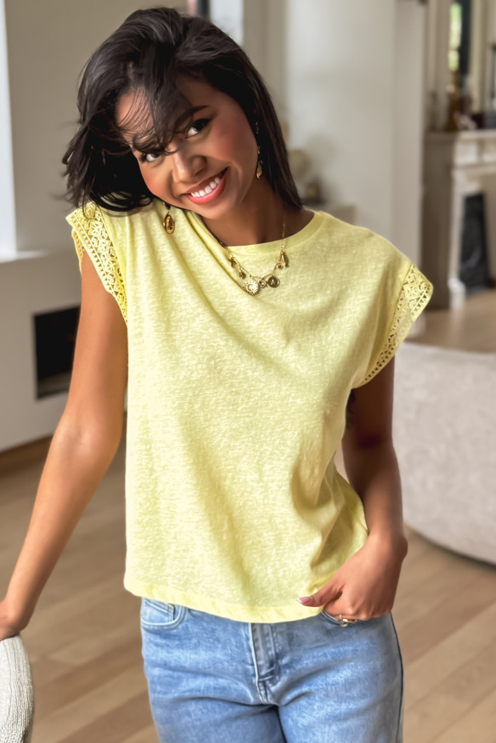 Yellow Cream Striped Long Sleeve T-Shirt