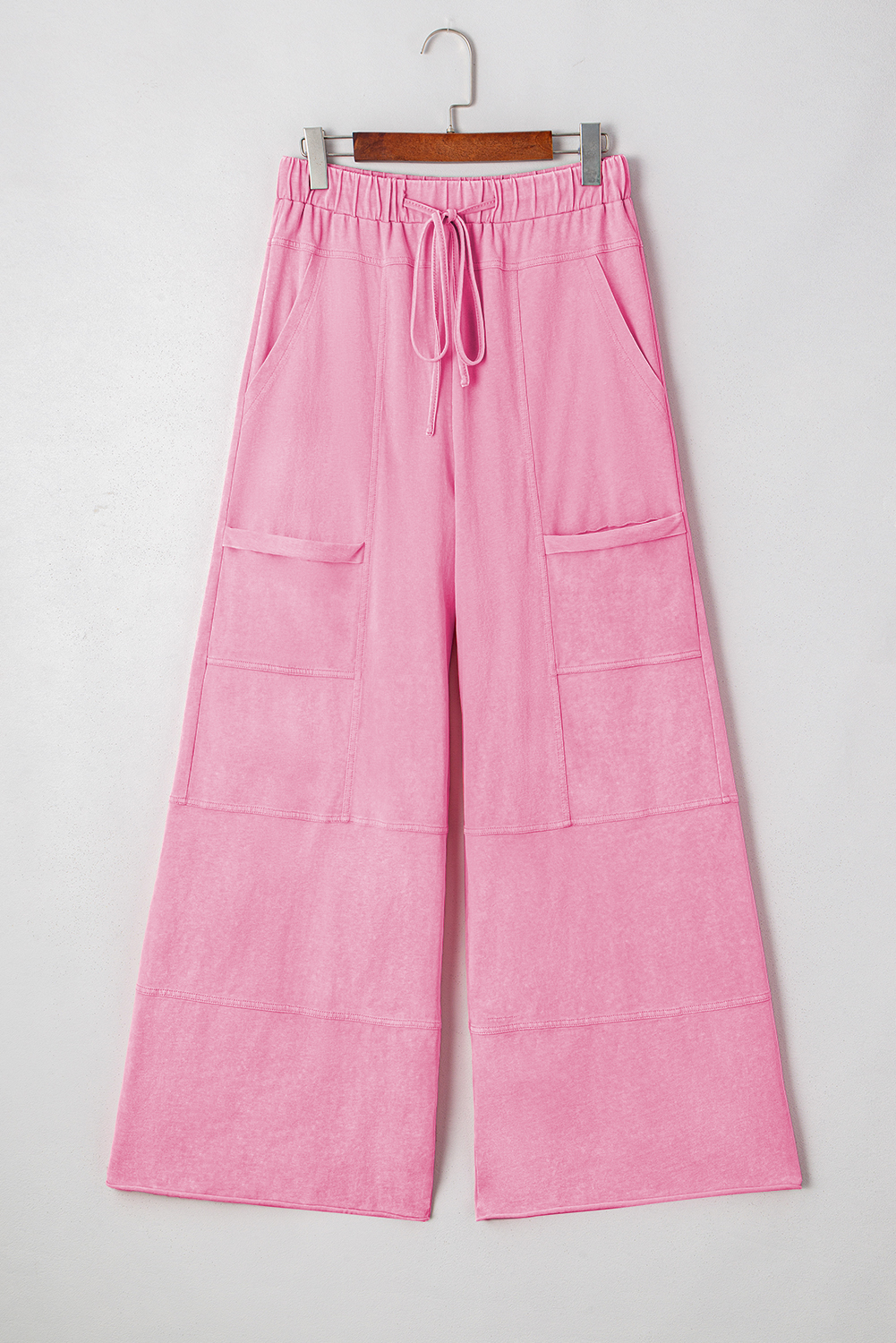 Mineral Wash Wide Leg Drawstring Pants in Mocha main image 1