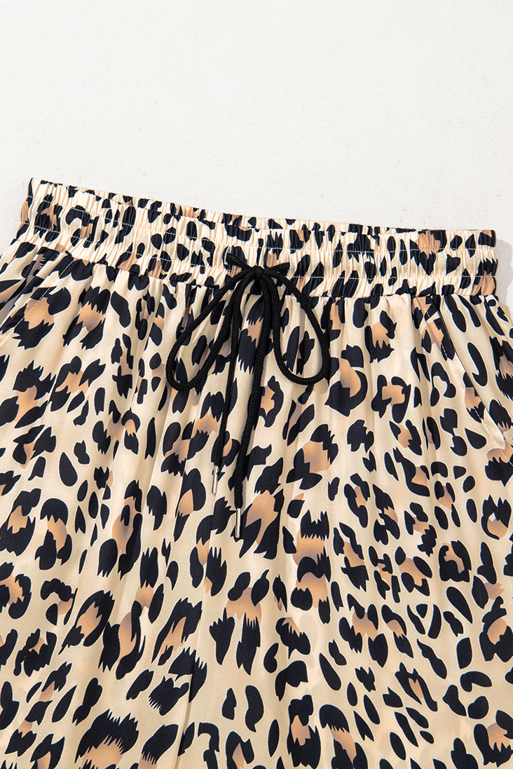 Leopard Drawstring Elastic Waistband Loose Pants