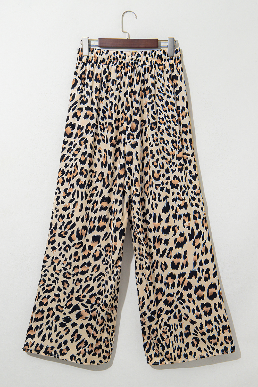 Leopard Print Wide Leg Cotton Pants Drawstring*