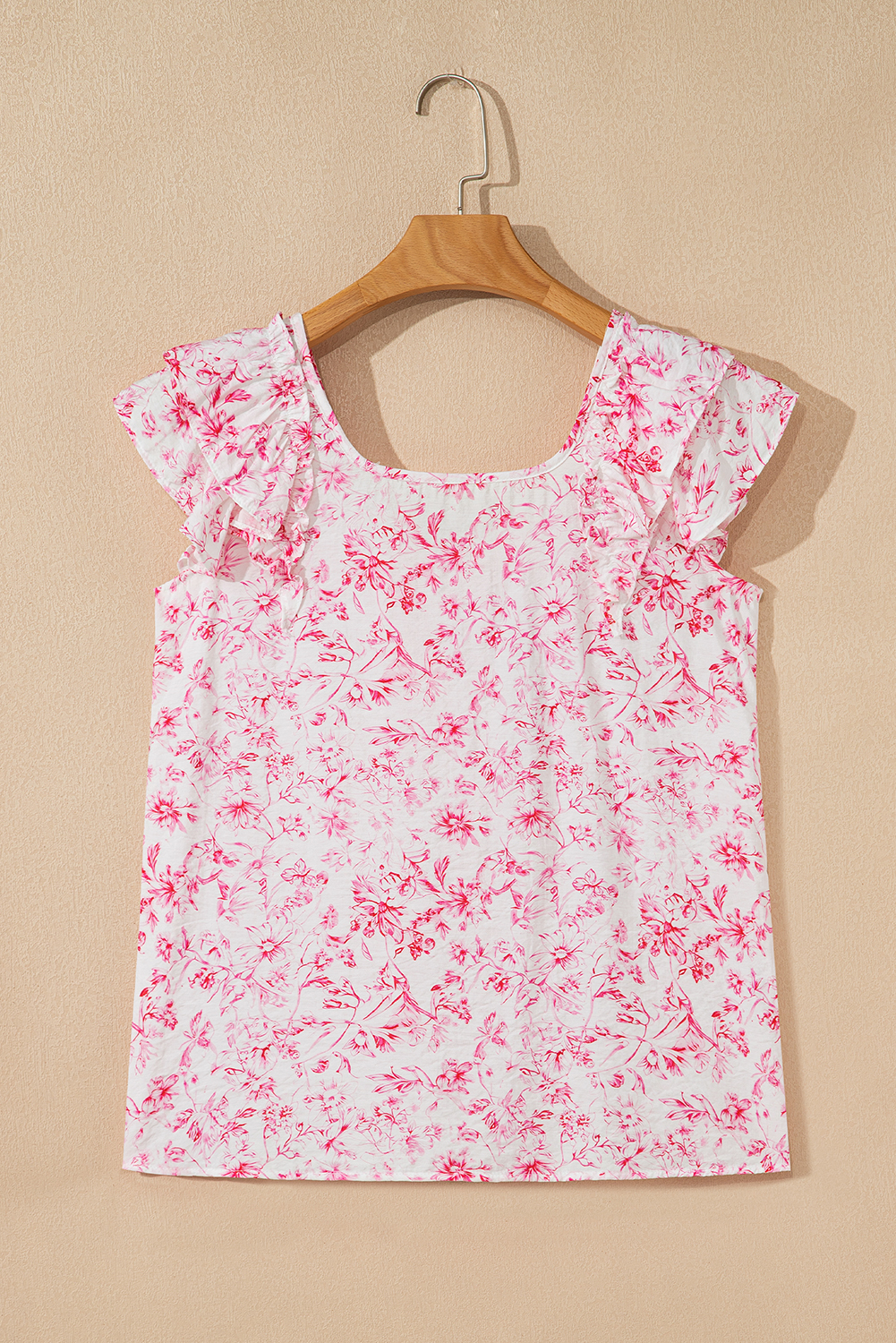 Short-Sleeve Square Neck Floral Bow Blouse main image 0