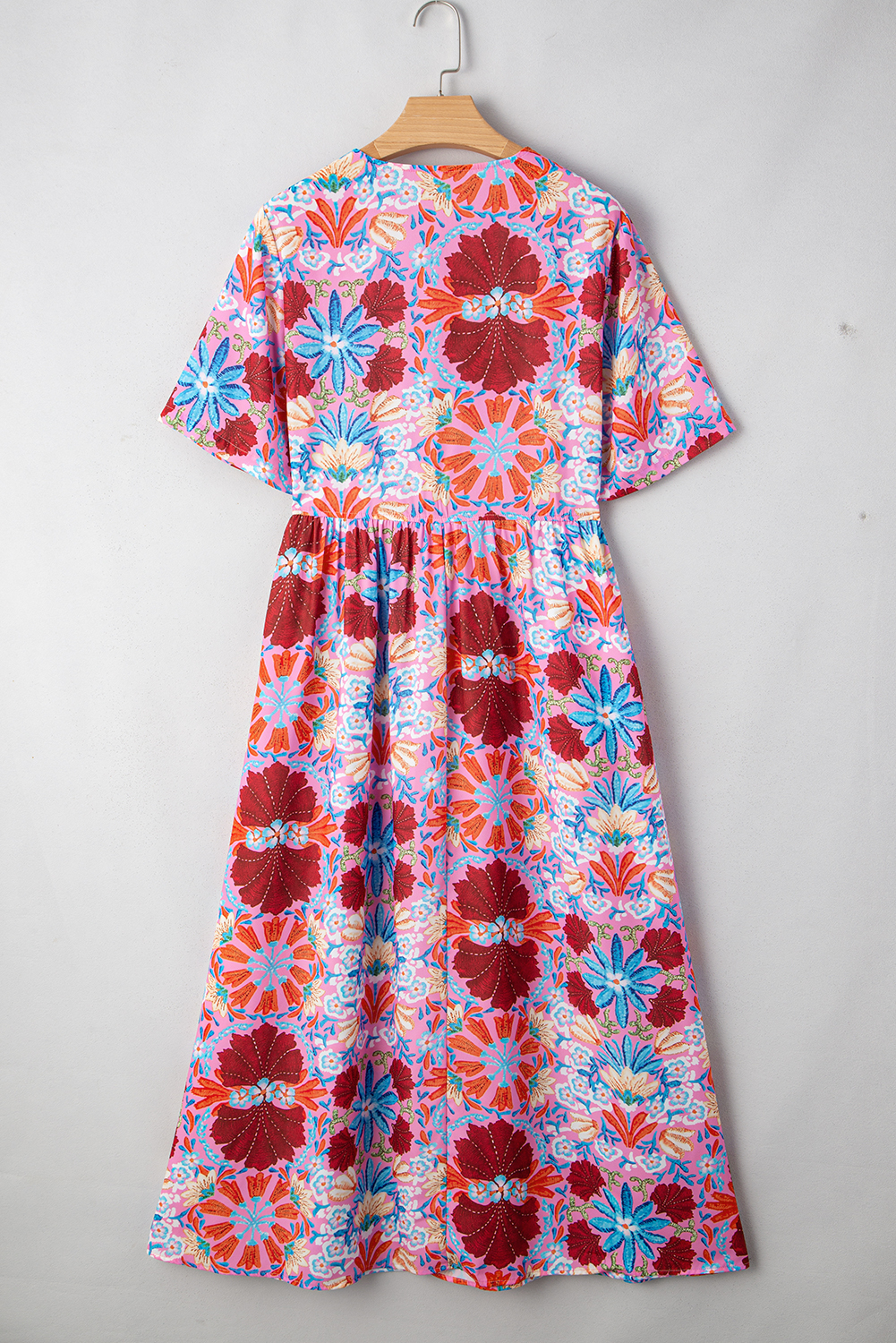 Floral Tie Front Long Sleeve Dress