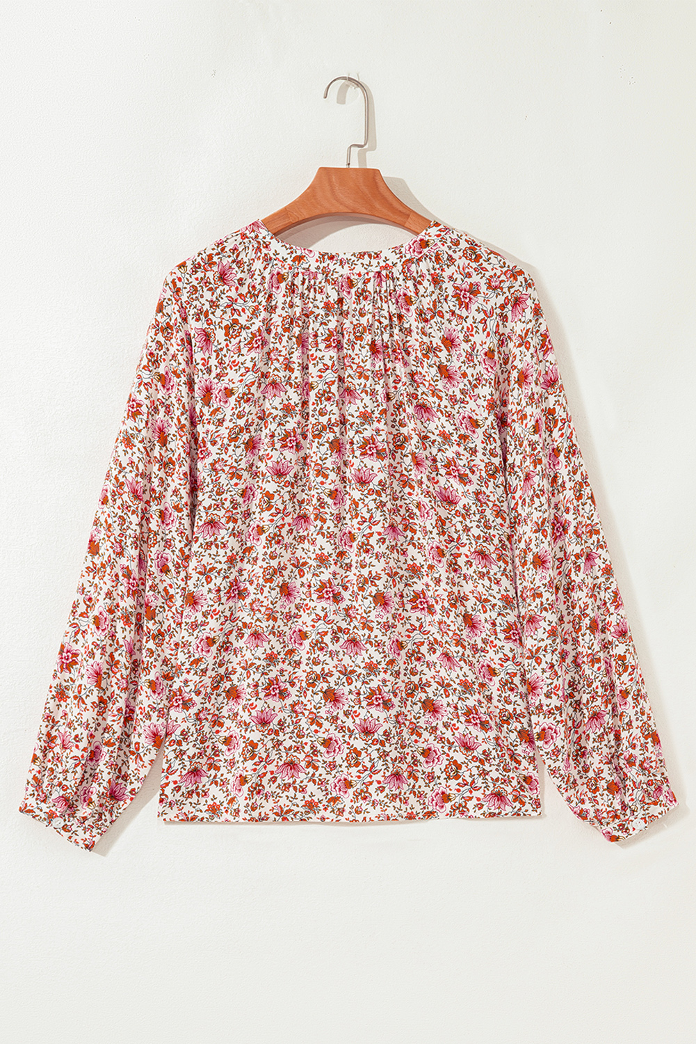 3d Flower Puff Sleeve Blouse Wine Red