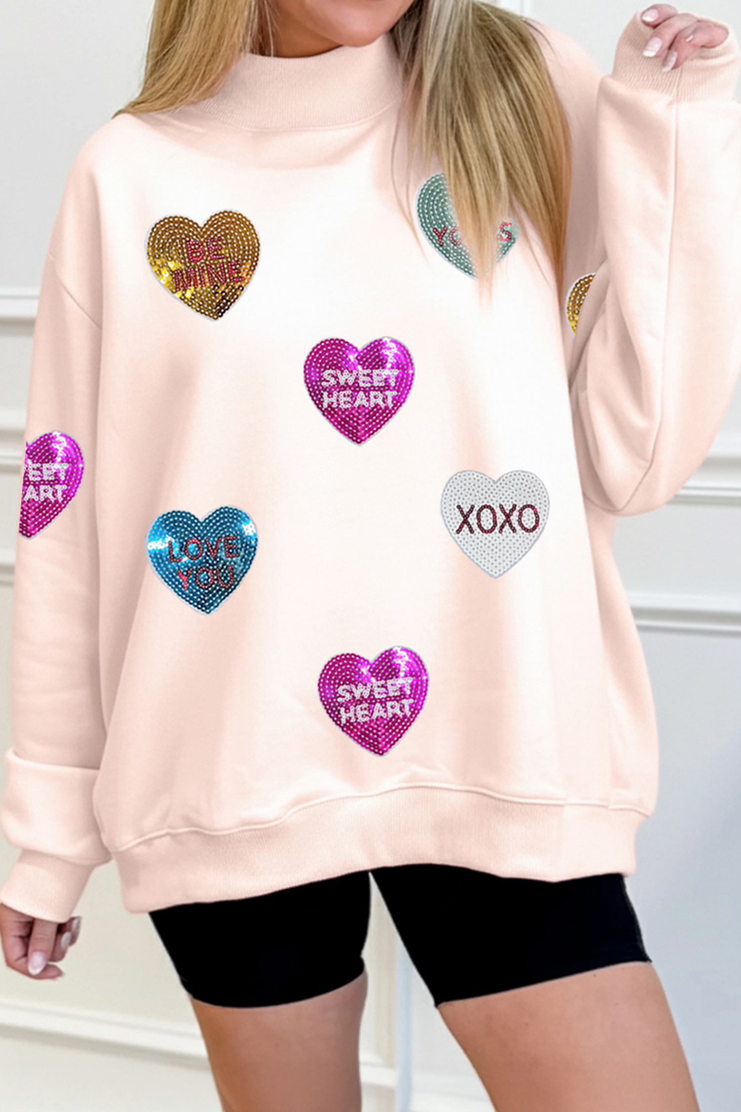 $8.8 Apricot Pink HAPPY VALENTINES DAY Heart-shaped Graphic Mock
