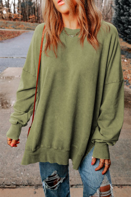 Green Drop Shoulder Ribbed Trim Oversized Sweatshirt PACK25314678-9