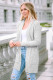 Light gray Thermal Waffle Knit Pocketed Cardigan