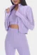 Purple Honeycomb Textured Long Sleeve Cropped Jacket