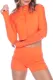 Orange Thumb Hole Long Sleeve Cropped Active Jacket
